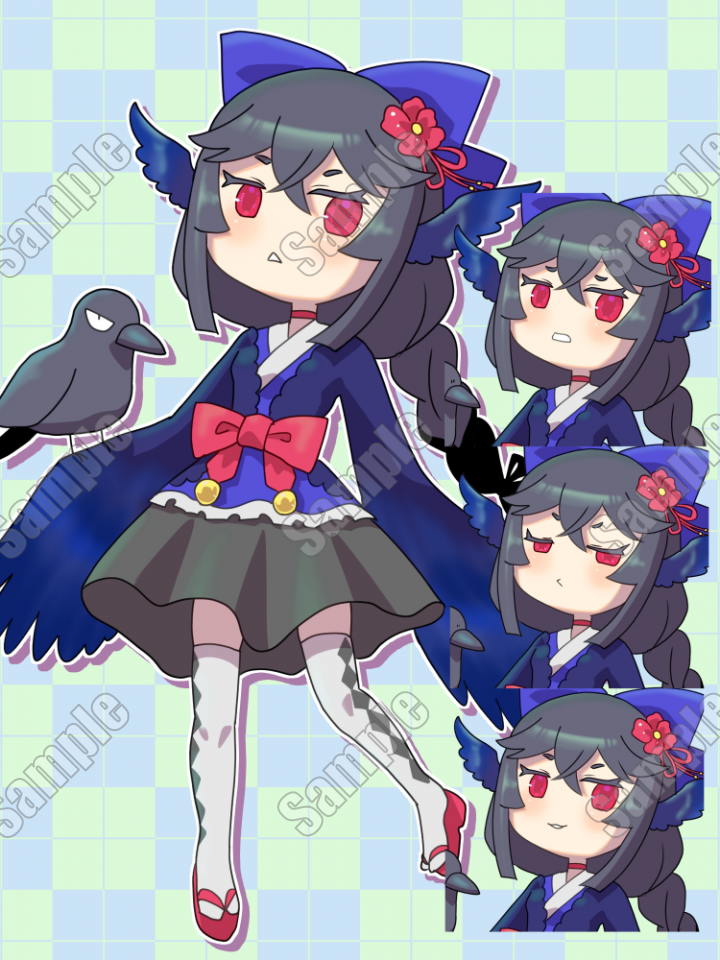立ち絵【表情差分4種】カラス系女子| キャラクター ｜つなぐ