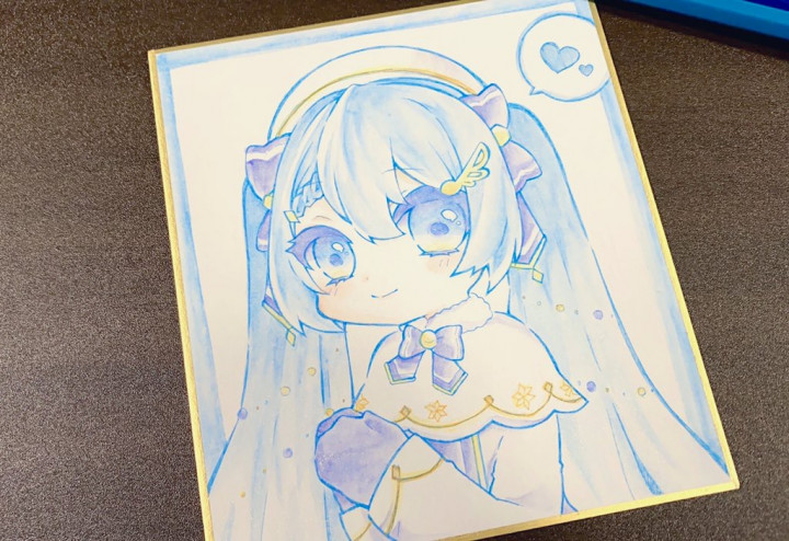 イラスト色紙・小(郵送)アナログイラストをお届けします| イラスト依頼