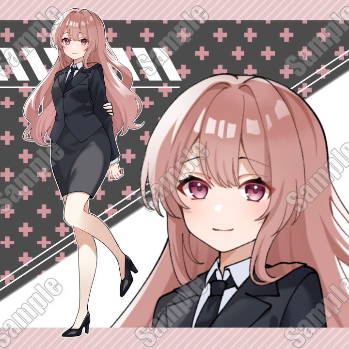 ピンク髪スーツの女の子【表情全5種】TRPGなどで使えるスーツの女の子