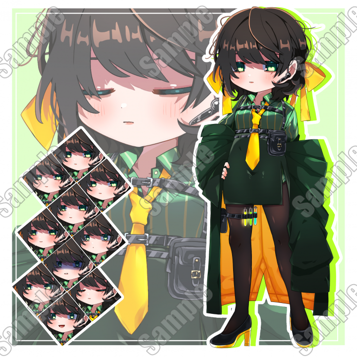 エージェントクール少女の全身立ち絵表情10種/商用利用可