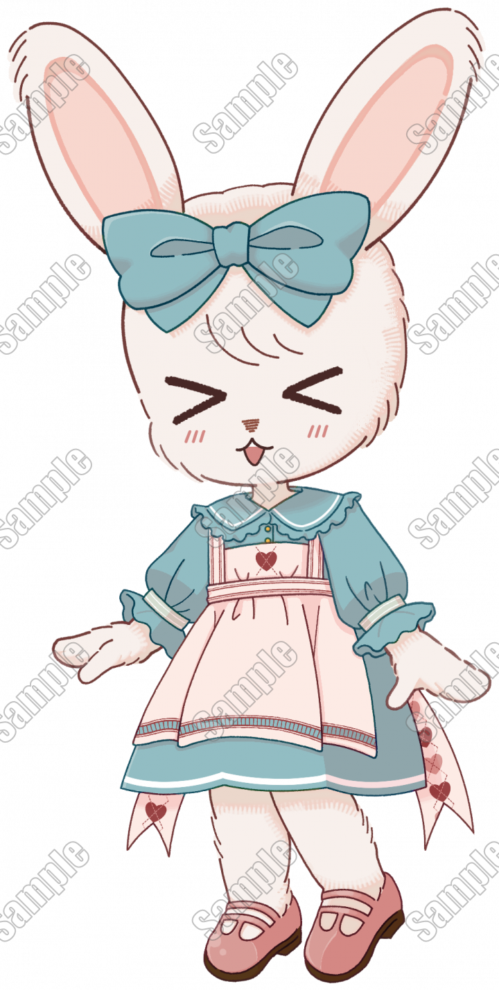 アリス風エプロンドレスの白うさぎちゃん【Adopt】透過PNG8種とPSDの