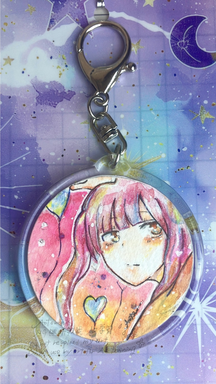 原画キーホルダーの制作手描きイラストをキーホルダーにしました
