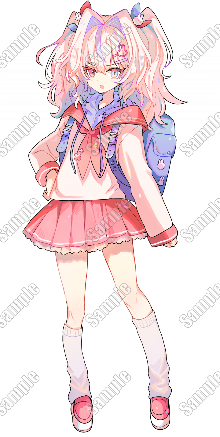 値下げ】セーラー少女立ち絵【表情10種類】うさぎ、ツインテール
