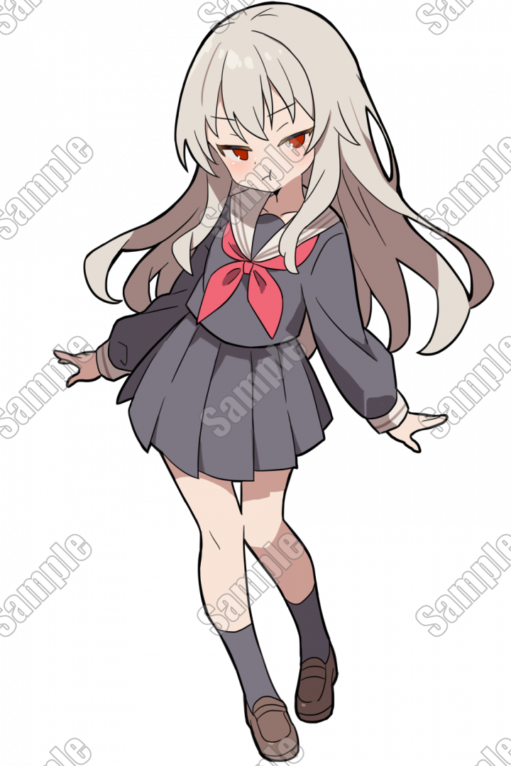 銀髪赤眼セーラー服の女の子立ち絵PSD+差分png| キャラクター ｜つなぐ