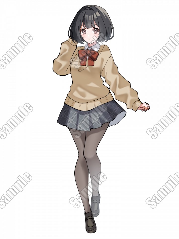 黒髪ボブの女子学生【表情全5種】TRPGなどで使える制服の女の子