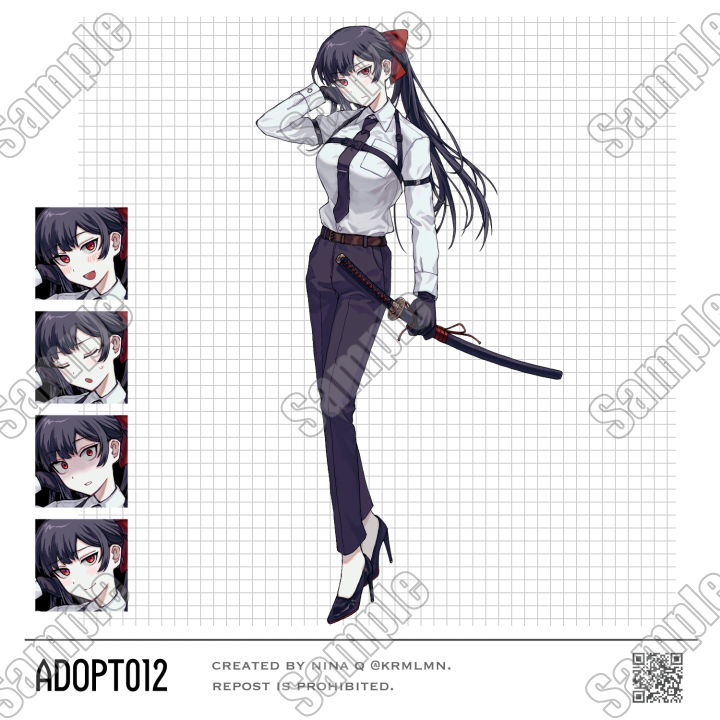 立ち絵012日本刀を持ったスーツの女性キャラクター| キャラクター ｜つなぐ