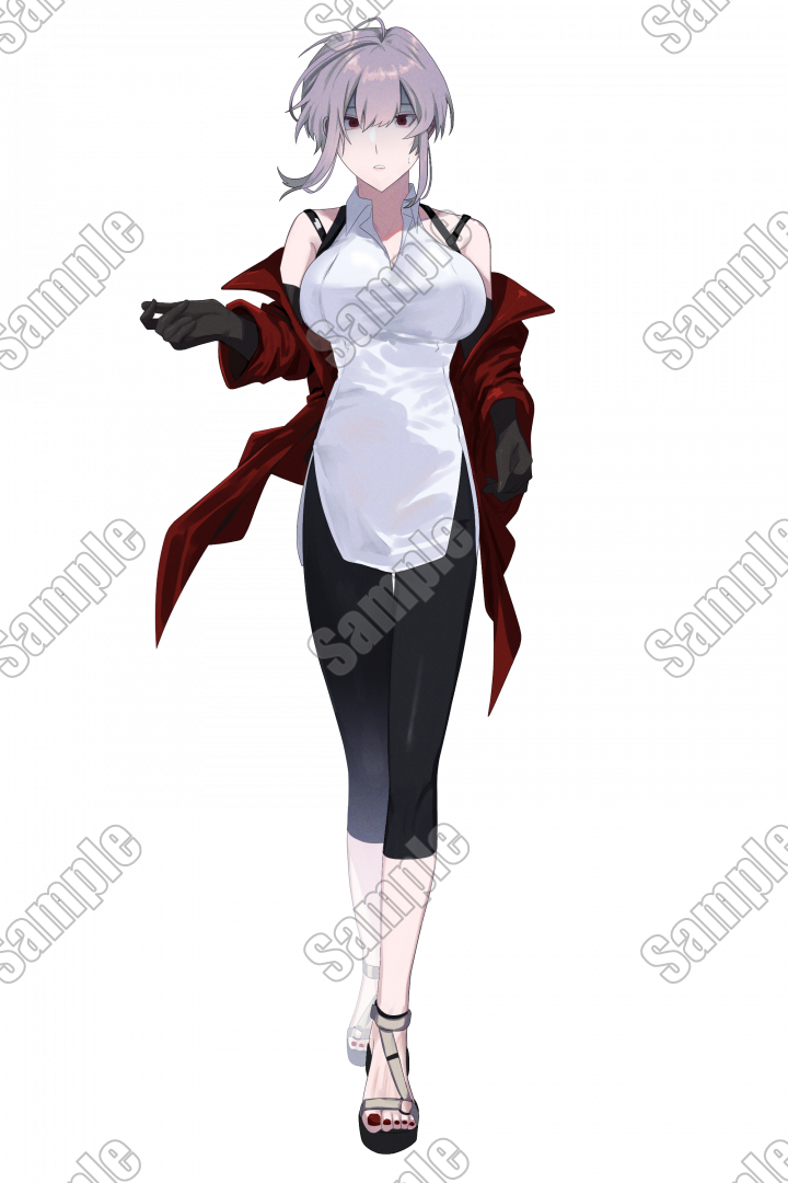 アニメスタイル女性キャラクター絵画 全身立ち絵【表情6種】クールな女【表情6種】| キャラクター ｜つなぐ