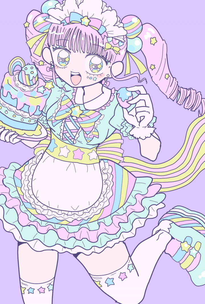 商用利用込 背景単色 デジタル手描き風 キャラクター一体平面的で