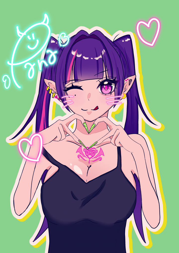 イラスト　ポップ画　アニメ風　オリジナル　自作画 ポップで可愛いイラスト制作カラフルでポップなアニメ塗りが得意です