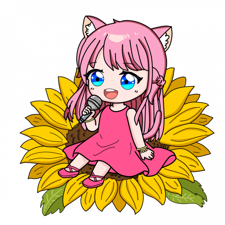 よっしぃ様❣️オーダーページ＊花かんむりの女の子 お歌を歌うSDとお花イラストお歌を歌うSDとお花イラスト| イラスト依頼