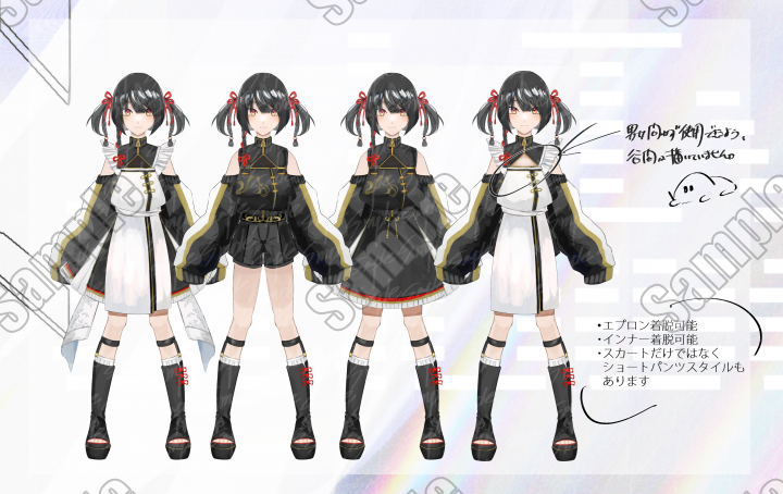 チャイナジャージメイド/パーツ分け済みPSD+衣装差分有310パーツ
