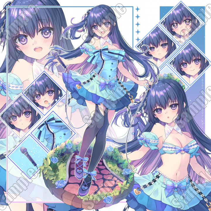 キャラ販売】全身立ち絵＋差分＋背景（アイドルな女の子