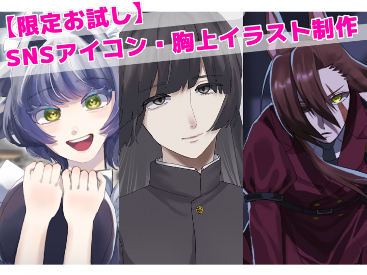 先着3名】SNSアイコン・胸上イラスト描きます！特別価格！華やかな