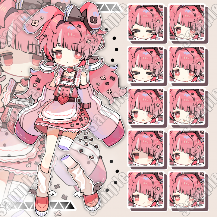 うさ耳メイドの女の子立ち絵【表情10種】うさ耳 メイド服 女の子