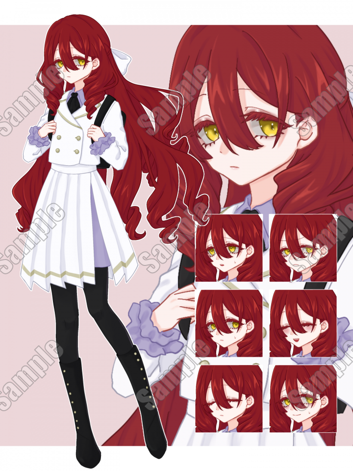 アニメスタイル 赤髪 女性キャラクター 値下げ】赤髪女学生全身立ち絵| キャラクター ｜つなぐ
