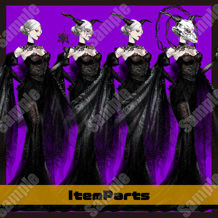 ダークファンタジーなゴシック風女性TRPGやフリーゲーム素材等にご使用