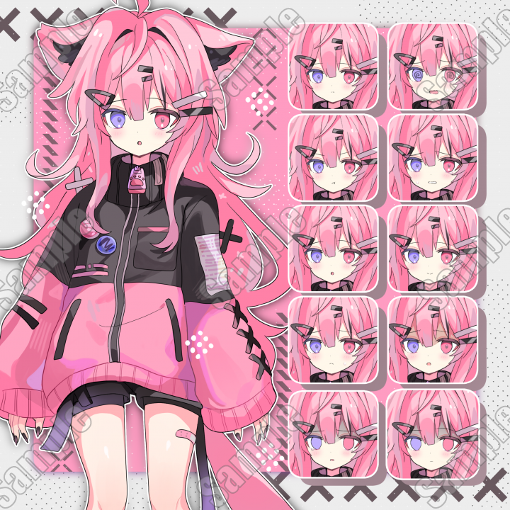ピンクのケモ耳っ子【表情差分10種】_| キャラクター ｜つなぐ