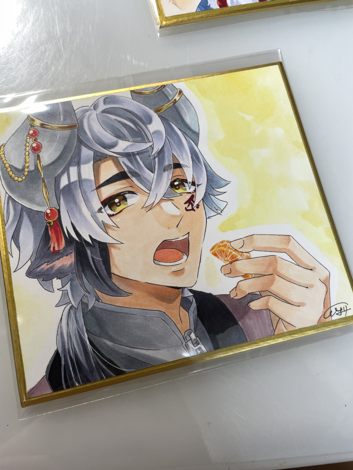 OCのミニアナログ色紙描きますミニ色紙イラスト（約13.5×12cm）の制作