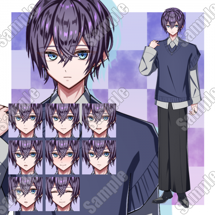表情差分8枚 男性キャラ 立ち絵全身立ち絵、背景透過| キャラクター
