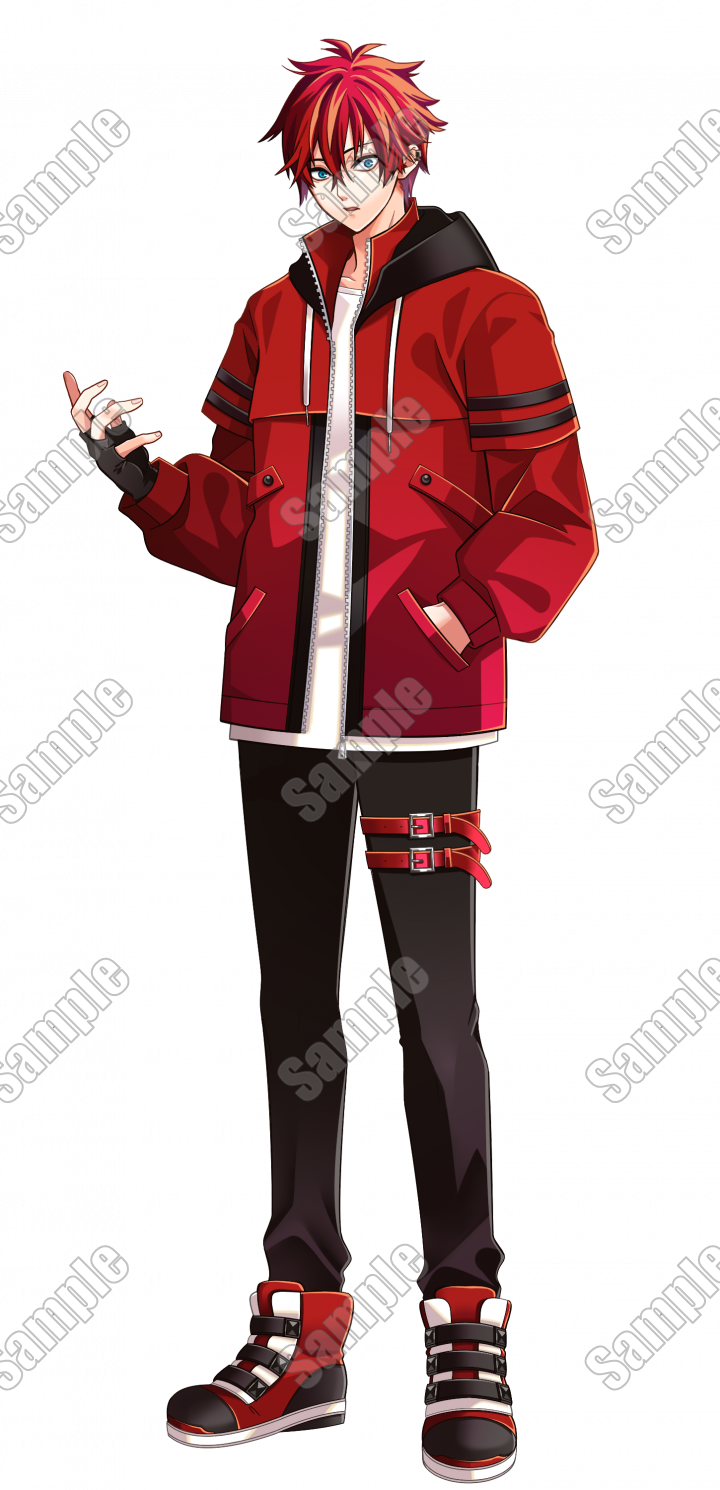 イメージカラー赤 男性 シンプル立ち絵 【表情8枚】商用利用可能