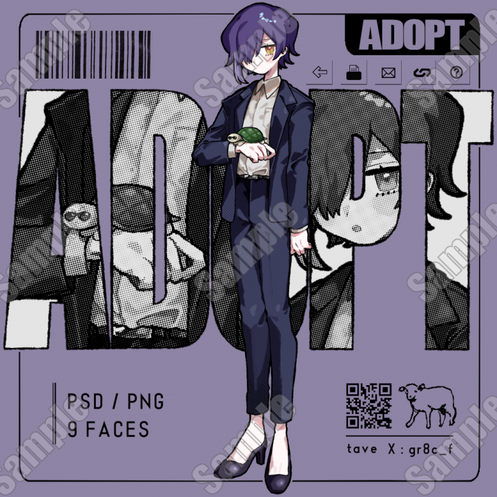 Adopt :: MURASAKI-KYABETSU[PSD]立ち絵＋［PNG］表情差分 9種