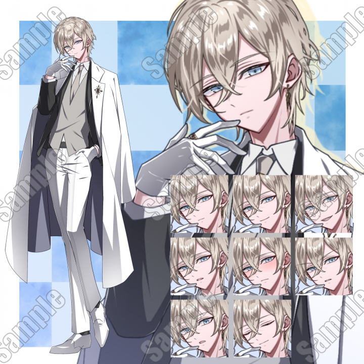 〔 A4サイズ 〕 男性 オリジナルキャラクター 〔 OC 〕 No.001 表情差分8枚 男性キャラ 立ち絵全身立ち絵、背景透過| キャラクター