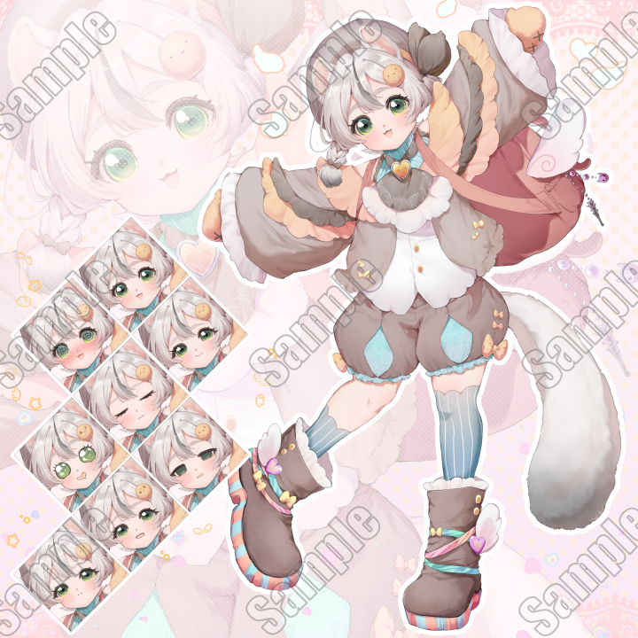 雪山の妖精・オコジョのケープ少女 立ち絵素材セット愛されオコジョ