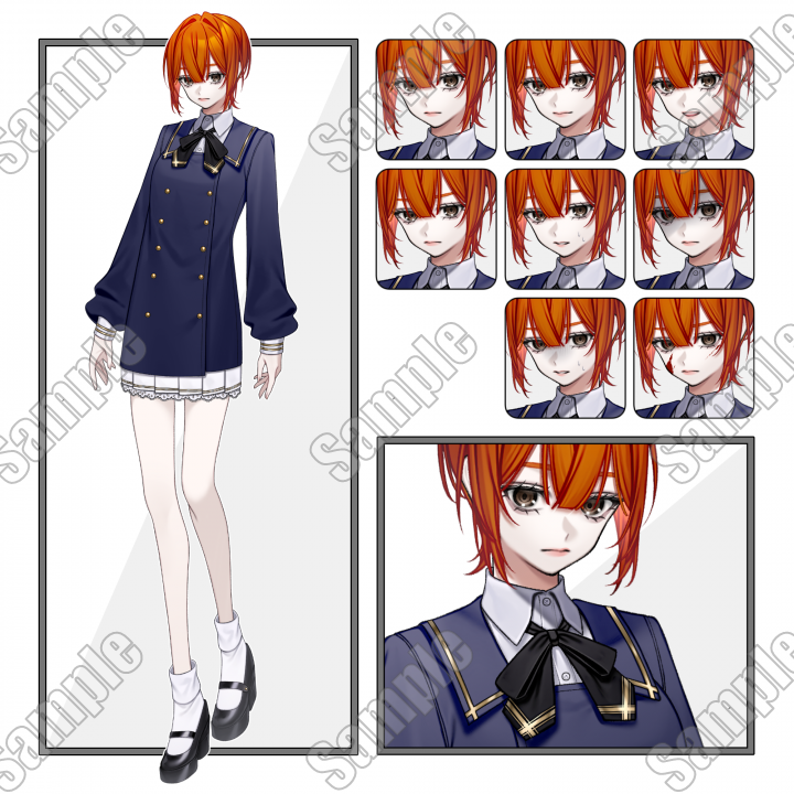 アートプリント 女性キャラクター A4サイズ adopt_56【表情8種】商用利用可／全身立ち絵（女性）| キャラクター