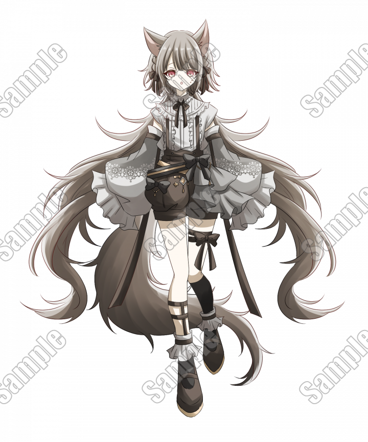 ケモ耳女の子全身立ち絵表情差分8種＋SDキャラ全身立ち絵とSDのセット