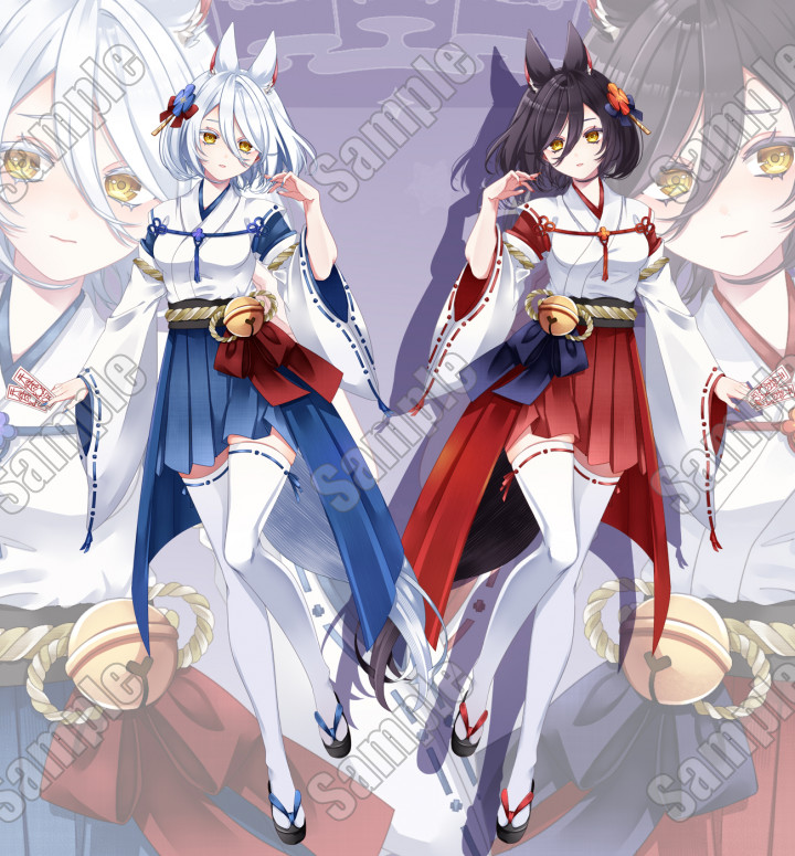 黒狐 白狐 巫女 和【PSD含】_| キャラクター ｜つなぐ