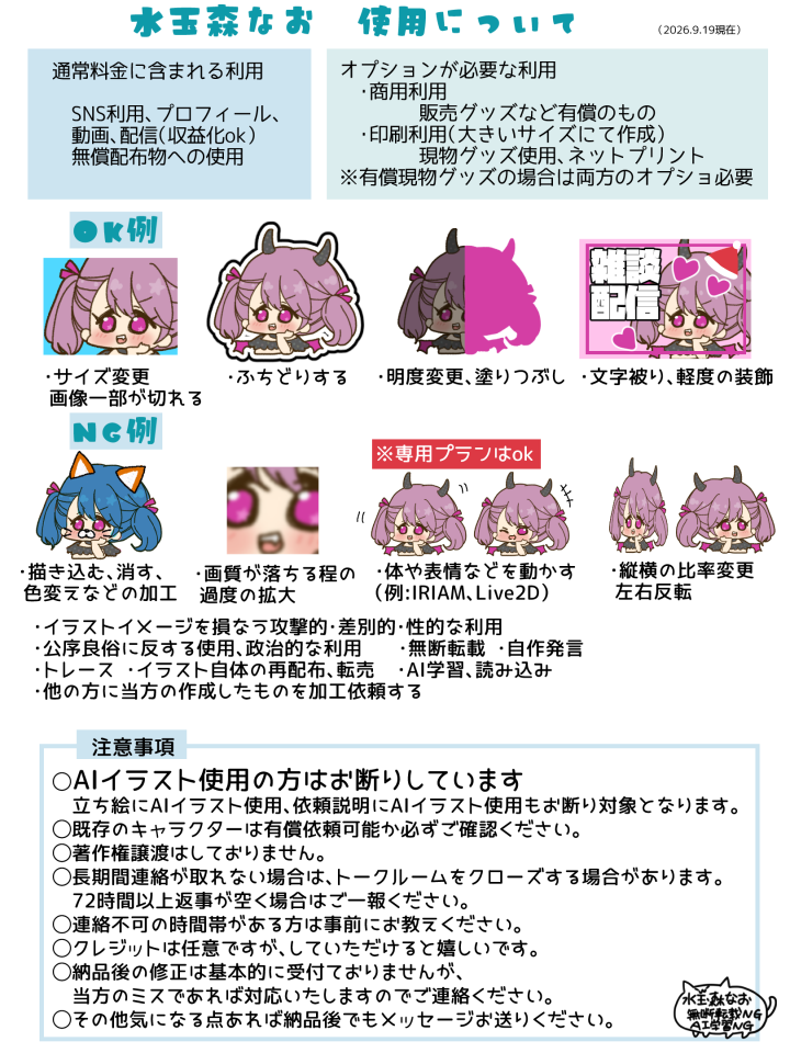 モデラー提携プラン Live2Dミニキャラパーツ分けイラスト表情差分4つ