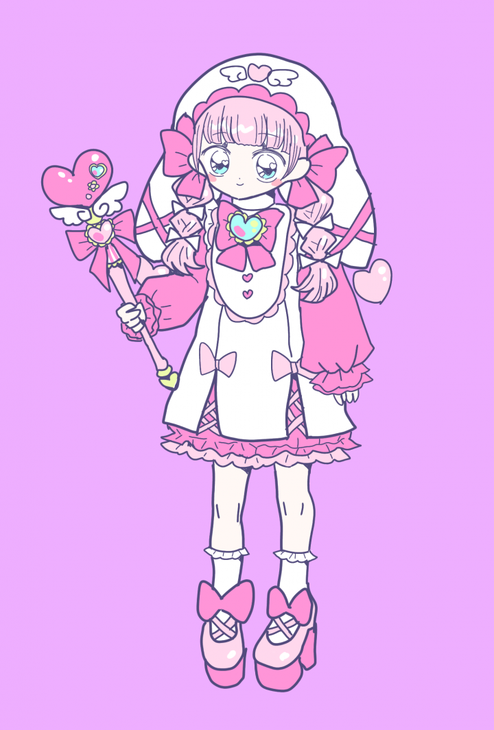 商用利用込 背景単色 デジタル手描き風 キャラクター一体平面的で