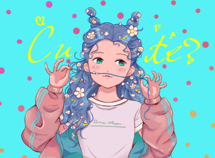Cuteでポップな女の子イラスト描きます商用利用代込み！色鮮やかで目を