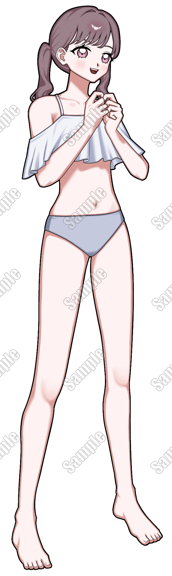 表情6種】adopt 06ツインテールの水着の女の子| イラスト全般 ｜つなぐ