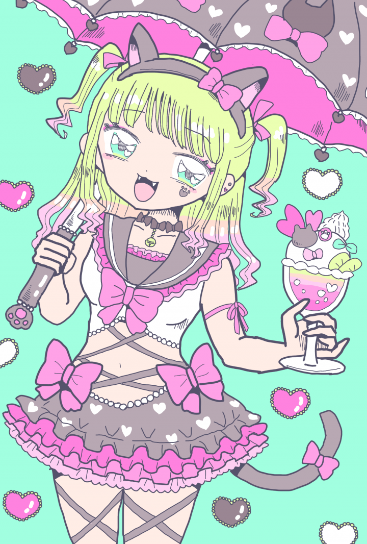 商用利用料込】夏の簡単背景付、陰影なし手描き一枚絵夏風のイラスト