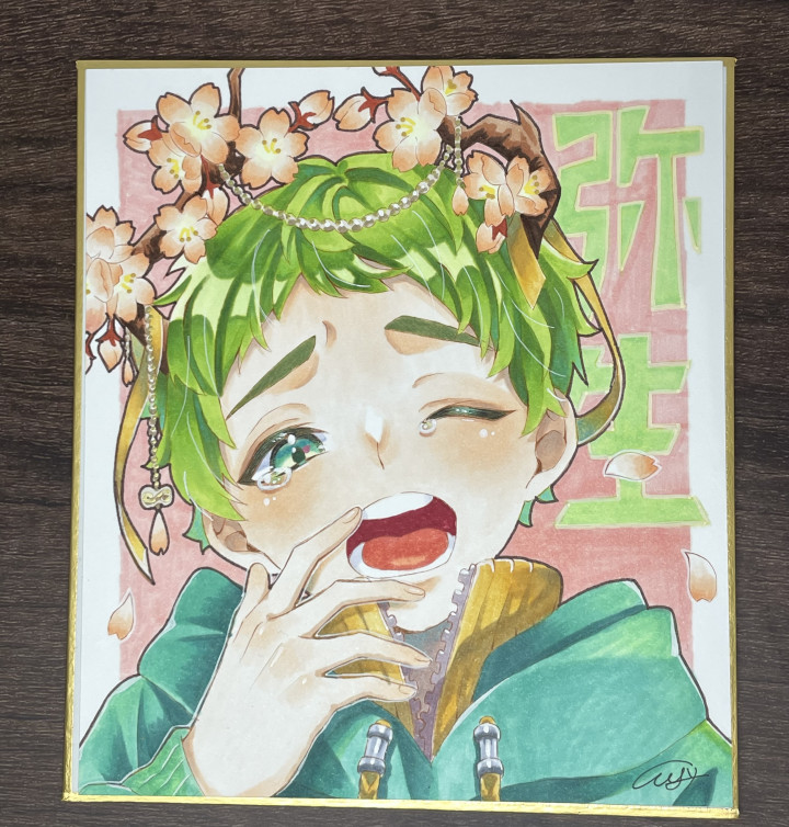 OCのミニアナログ色紙描きますミニ色紙イラスト（約13.5×12cm）の制作