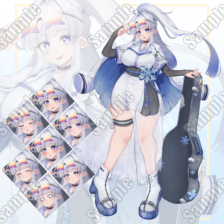 著作権譲渡】和風×ロックの立ち絵素材クールで熱い和洋折衷な雪女