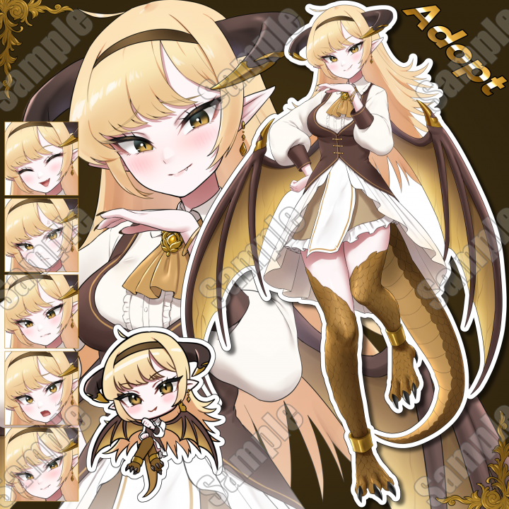 お嬢様ドラゴン娘ちゃんPSD 表情差分5種 ドラゴン部位オンオフ可
